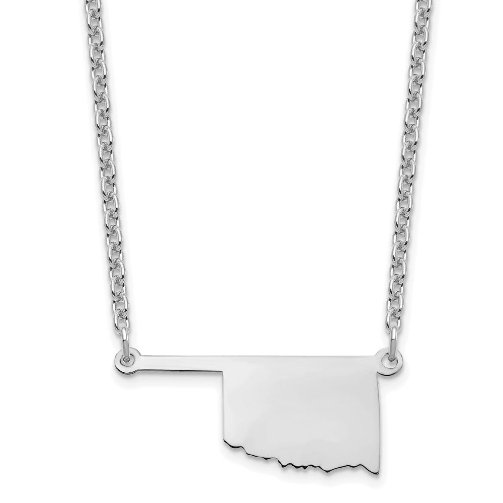 Sterling Silver/Rhodium-plated Oklahoma State Necklace, 18 x 25 mm