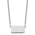 Sterling Silver/Rhodium-plated Pennsylvania State Necklace, 18 x 21 mm