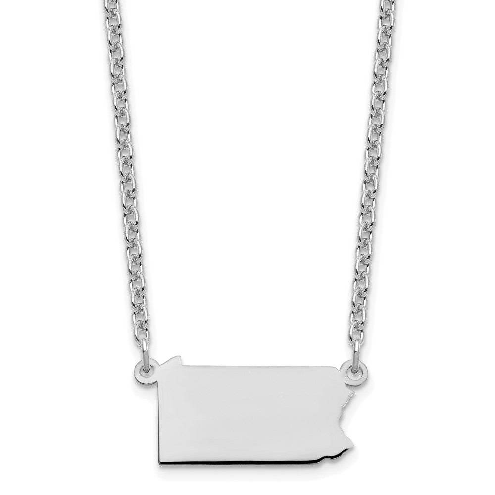 Sterling Silver/Rhodium-plated Pennsylvania State Necklace, 18 x 21 mm