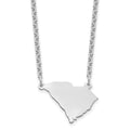 Sterling Silver/Rhodium-plated South Carolina State Necklace, 18 x 21 mm