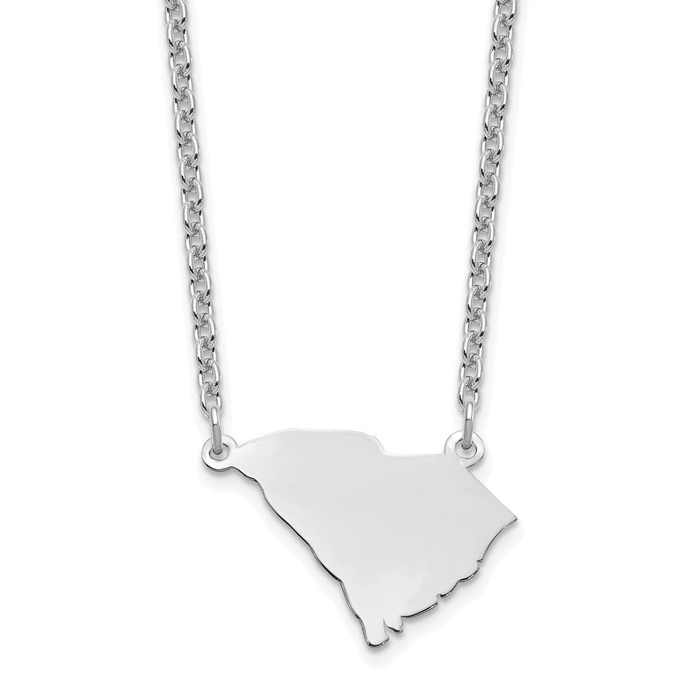 Sterling Silver/Rhodium-plated South Carolina State Necklace, 18 x 21 mm