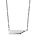 Sterling Silver/Rhodium-plated Tennessee State Necklace, 18 x 24 mm