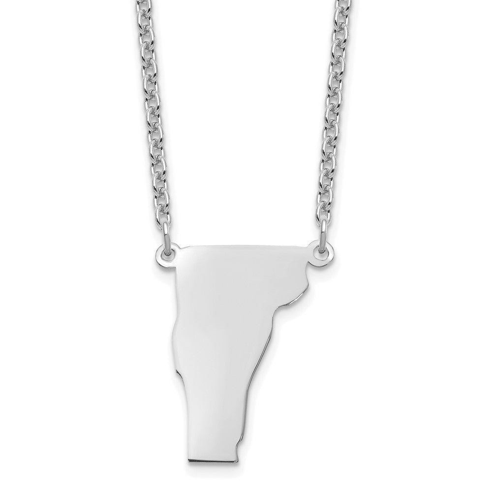 Sterling Silver/Rhodium-plated Vermont State Necklace, 18 x 16 mm