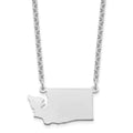 Sterling Silver/Rhodium-plated Washington State Necklace, 18 x 24 mm