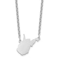 Sterling Silver/Rhodium-plated West Virginia State Necklace, 18 x 20 mm