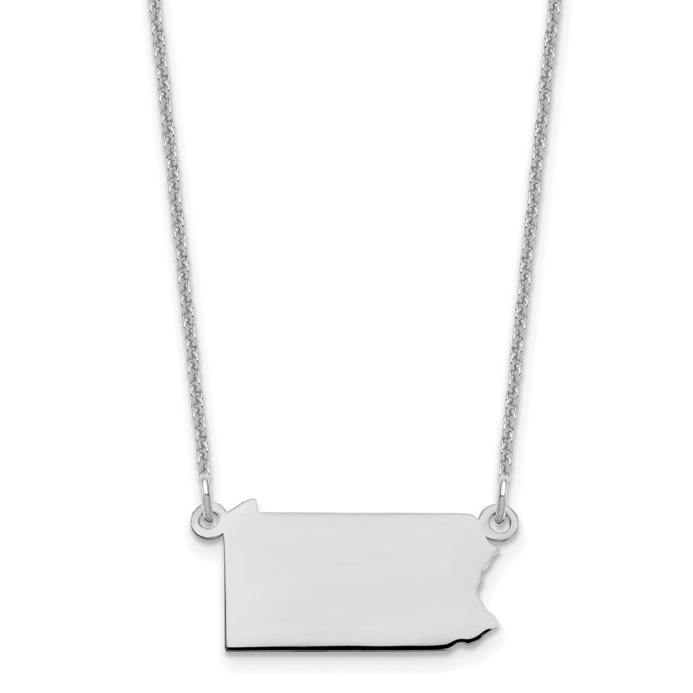 14KW Pennsylvania State Necklace, 18 x 17.5 mm