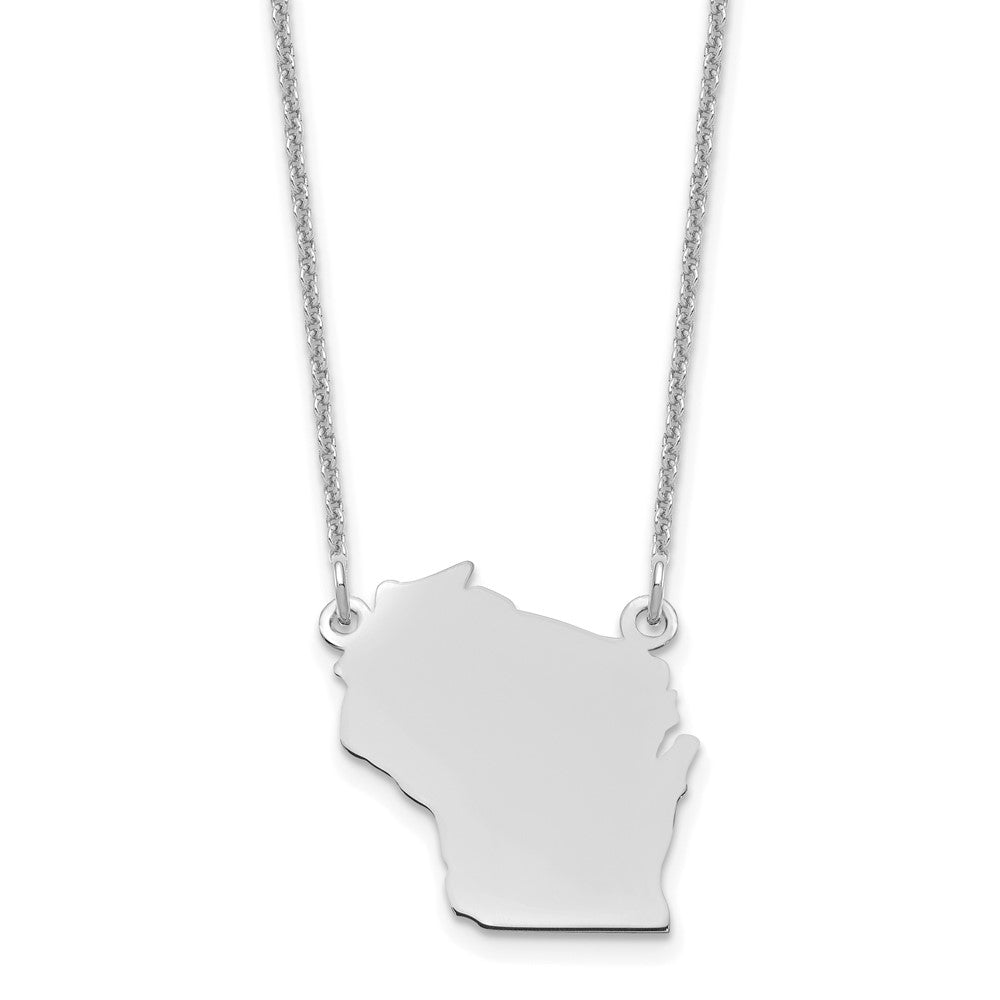 14KW Wisconsin State Necklace, 18 x 16.3 mm