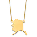 14KY Alaska State Necklace, 18 mm