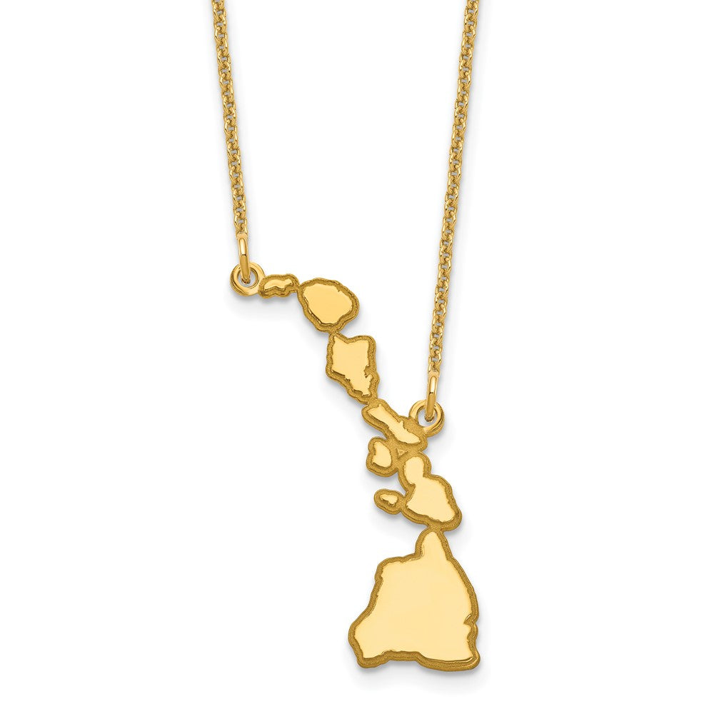 14KY Hawaii State Necklace, 18 mm