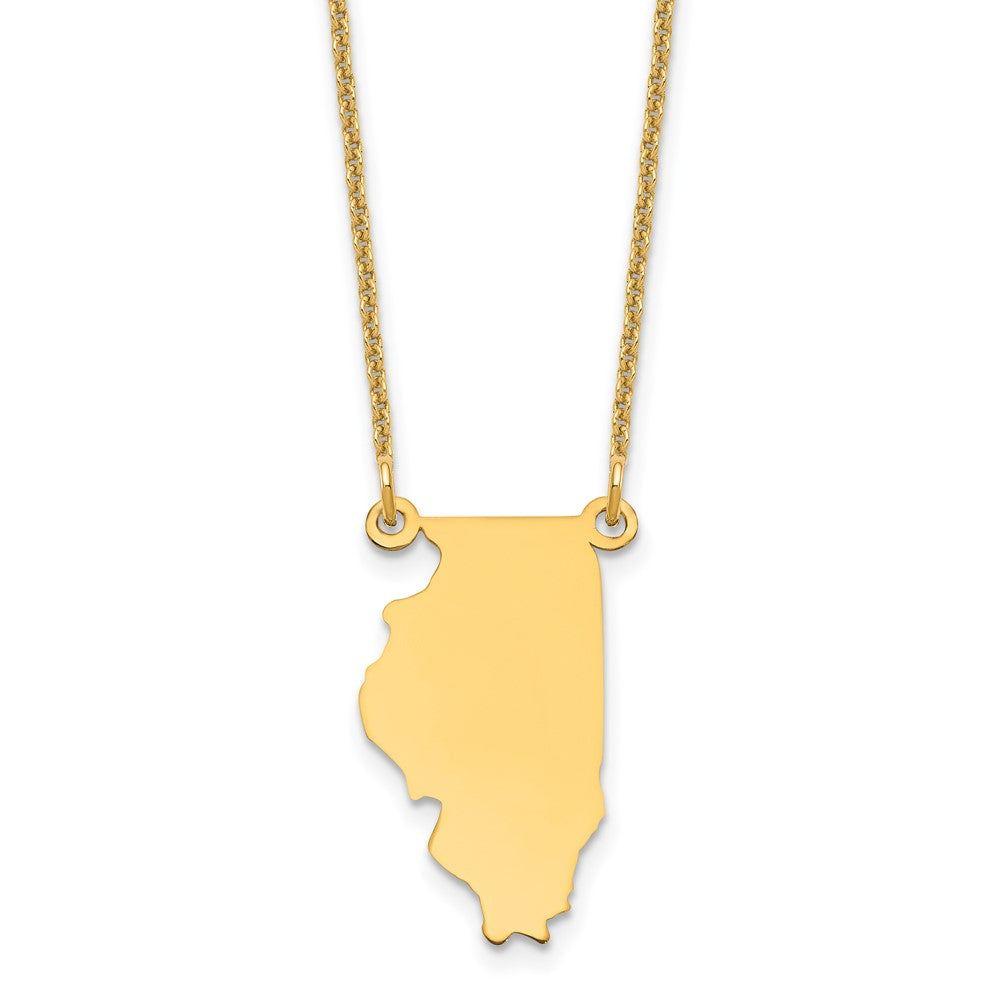 14KY Illinois State Necklace, 18 mm