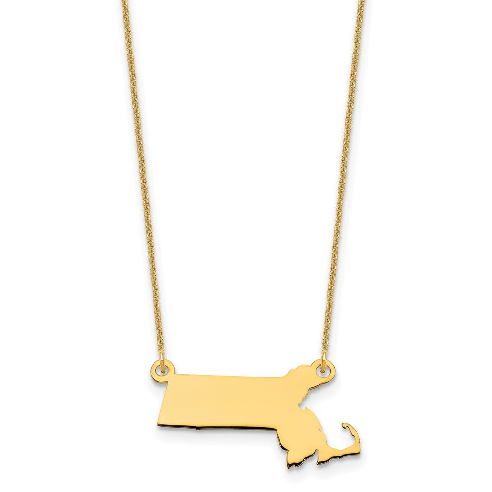 14KY Massachusetts State Necklace, 18 mm