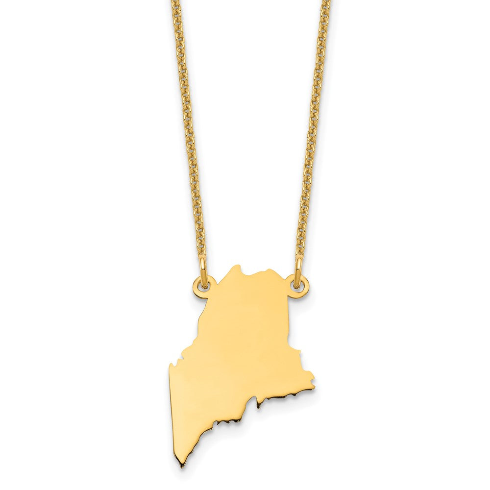 14KY Maine State Necklace, 18 x 13.3 mm