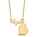 14KY Michigan State Necklace, 18 x 11 mm