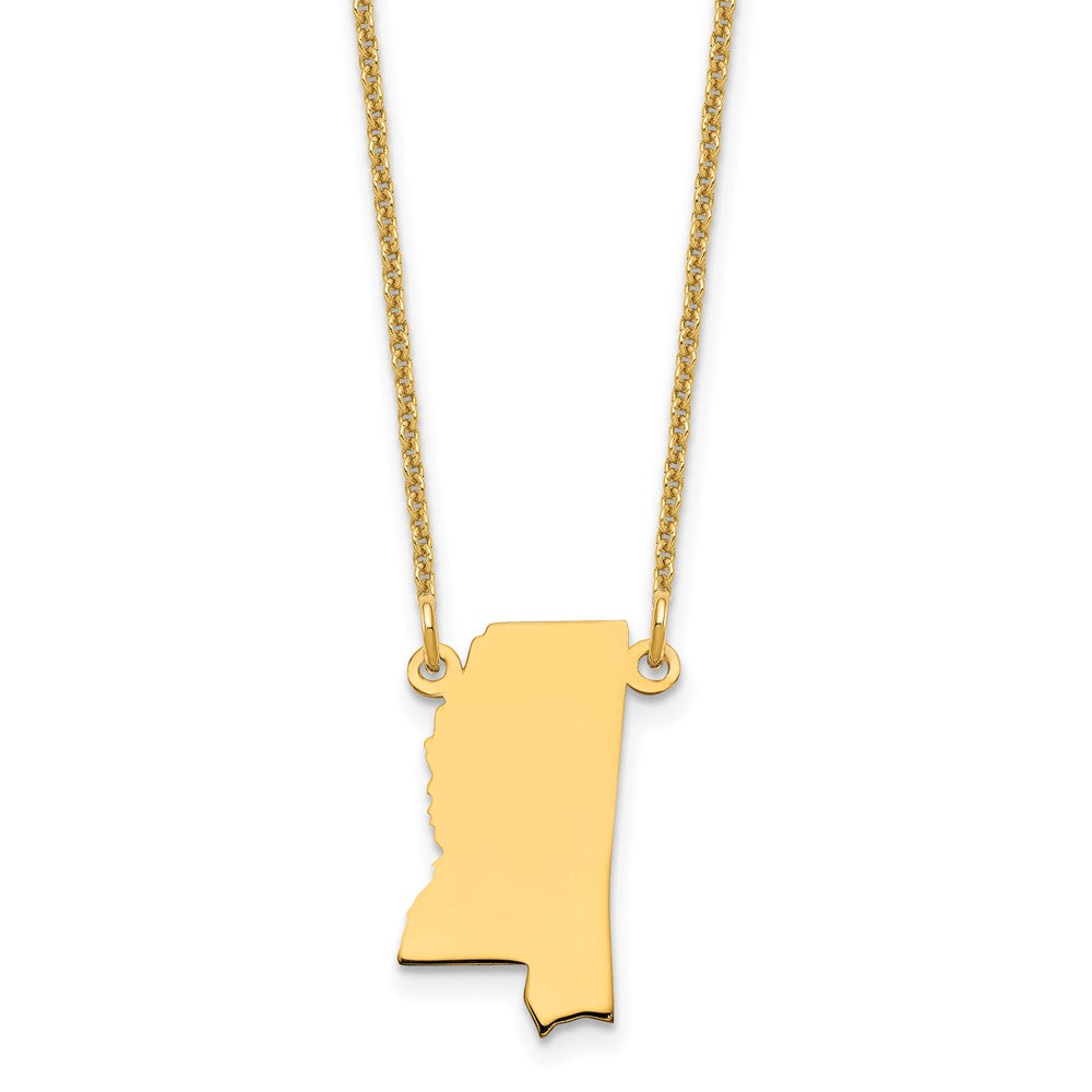 14KY Mississippi State Necklace, 18 x 8.4 mm
