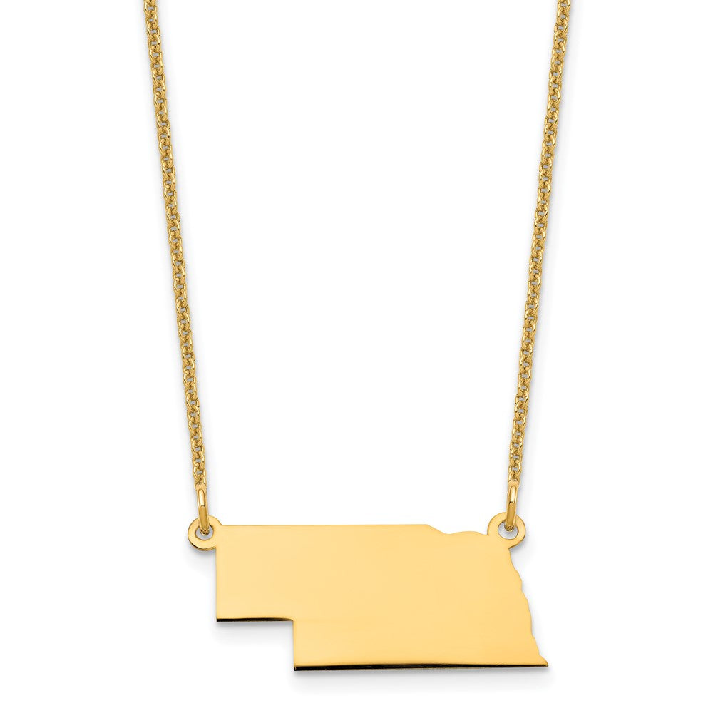 14KY Nebraska State Necklace, 18 x 19.9 mm