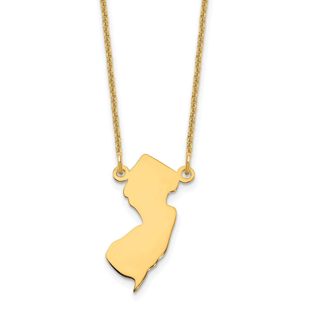 14KY New Jersey State Necklace, 18 x 8.2 mm