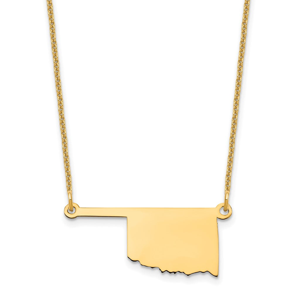 14KY Oklahoma State Necklace, 18 x 24.3 mm
