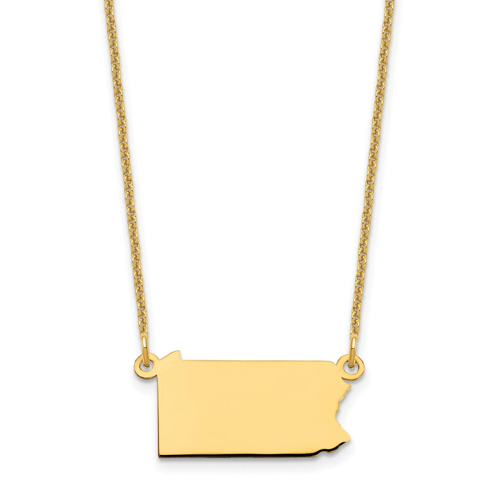 14KY Pennsylvania State Necklace, 18 x 17.5 mm