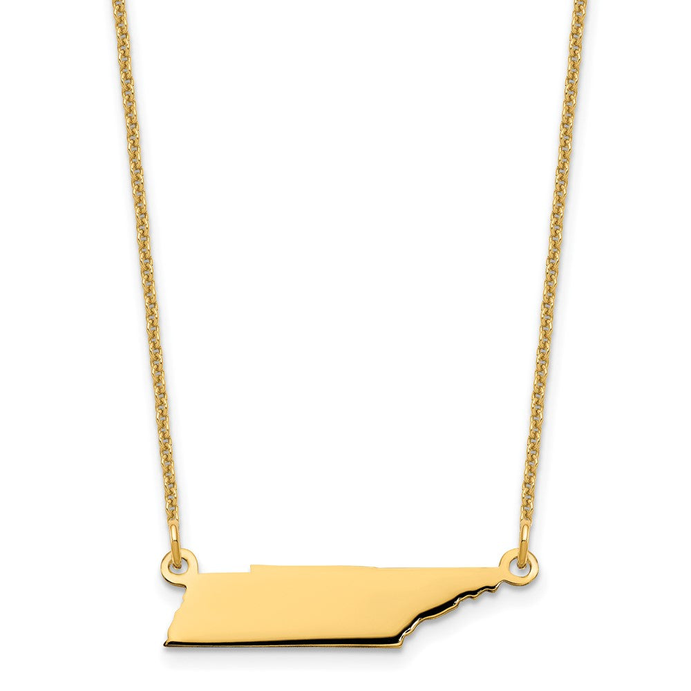 14KY Tennessee State Necklace, 18 x 21 mm