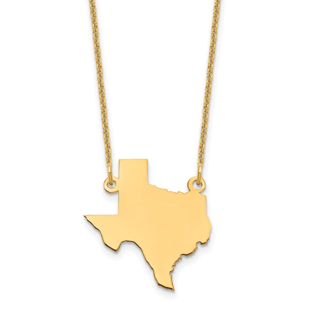 14KY Texas State Necklace, 18 x 18.4 mm