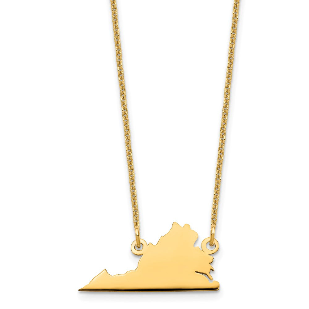 14KY Virginia State Necklace, 18 x 20.3 mm
