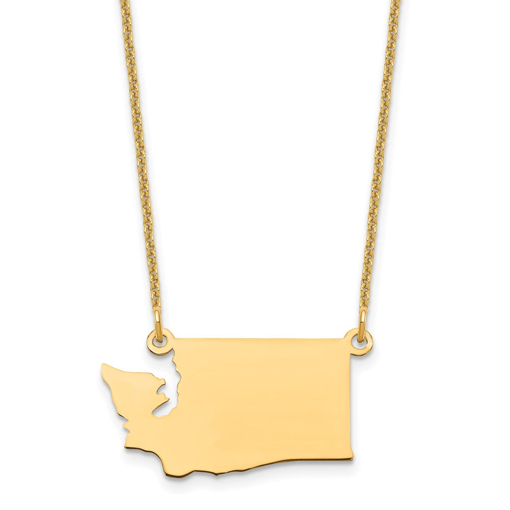14KY Washington State Necklace, 18 x 22 mm