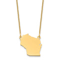 14KY Wisconsin State Necklace, 18 x 16.3 mm