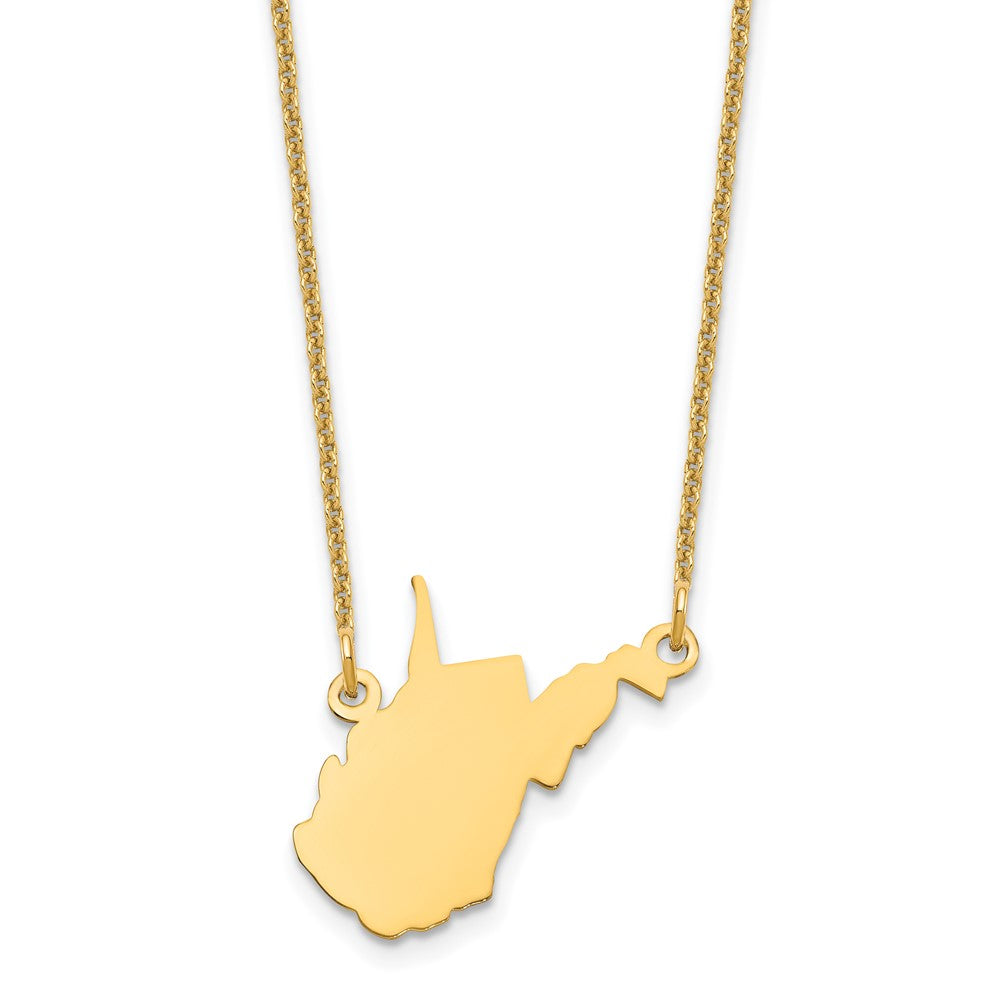 14KY Wisconsin State Necklace, 18 x 16 mm