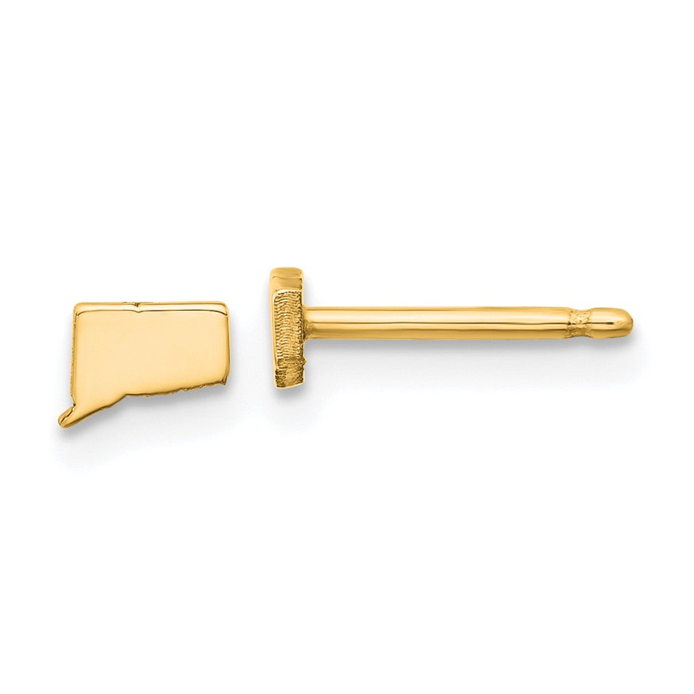 14KY Connecticut State Earrings, 5.67 x 7.46 mm