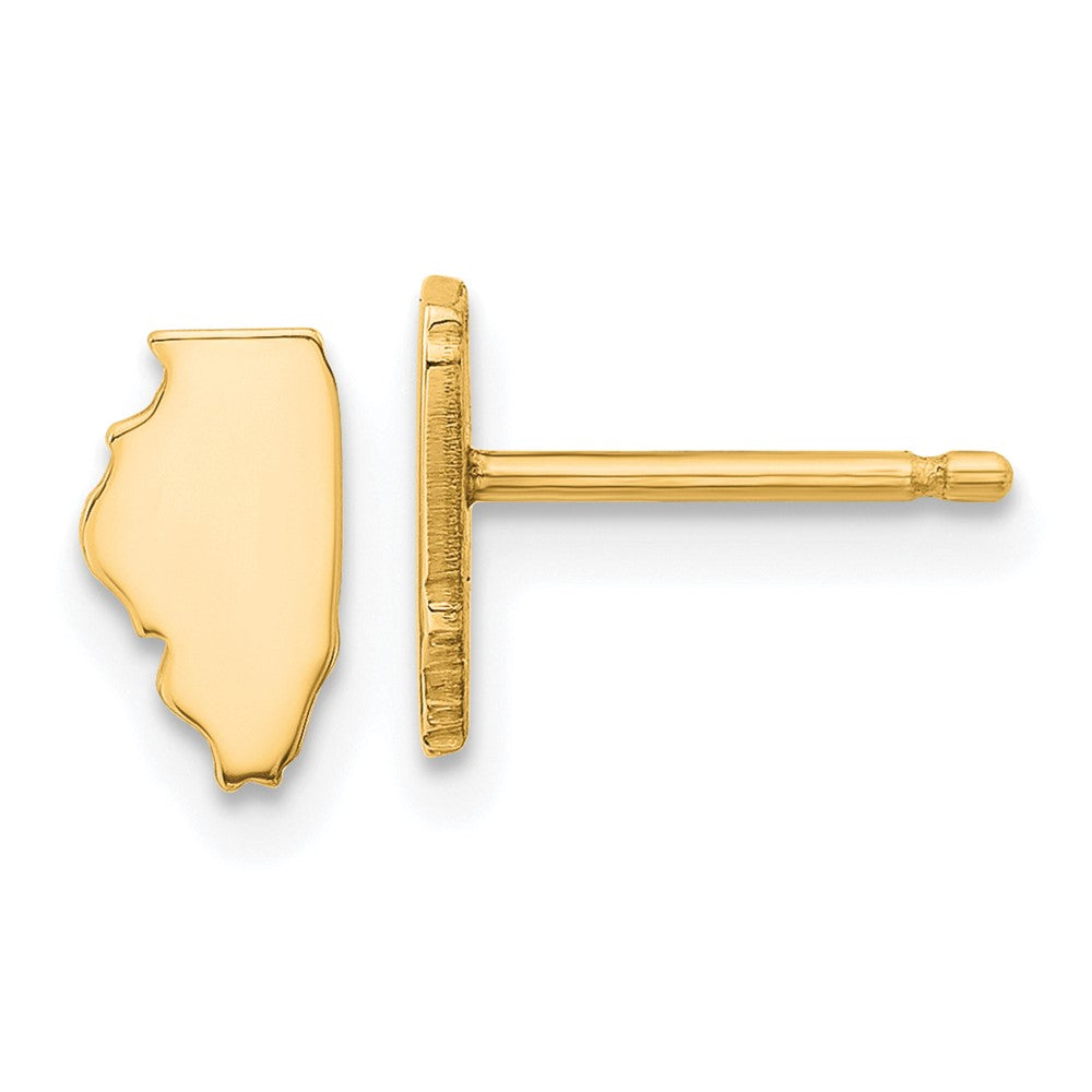 Sterling Silver/Gold-plated Illinois State Earrings, 8.41 x 4.72 mm