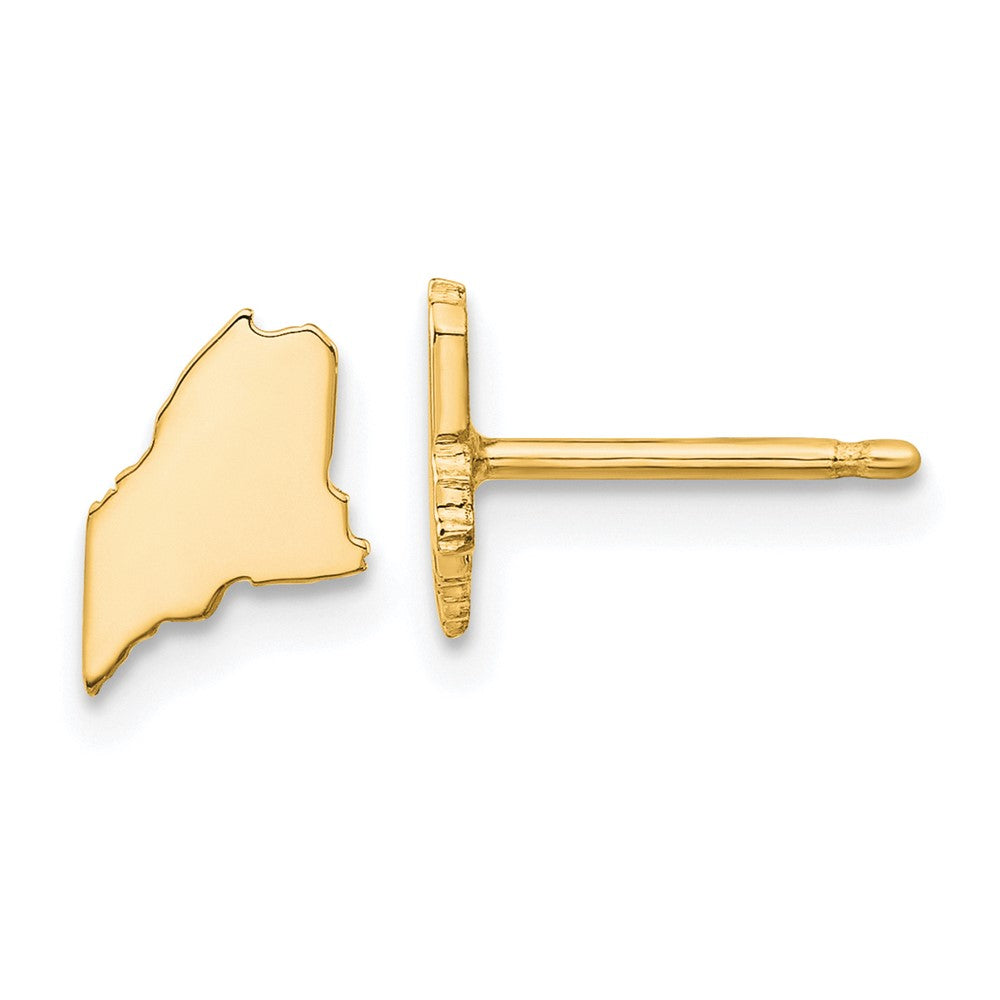 14KY Maine State Earrings, 10.37 x 6.58 mm