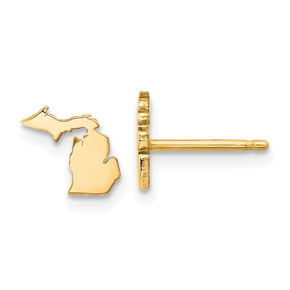 Sterling Silver/Gold-plated Michigan State Earrings, 8.03 x 6.25 mm