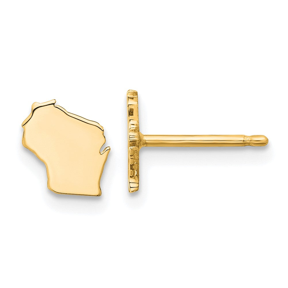 Sterling Silver/Gold-plated Wisconsin State Earrings, 7.26 x 6.96 mm