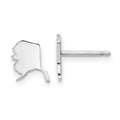 Sterling Silver/Rhodium-plated Alaska State Earrings, 8.15 x 8.1 mm