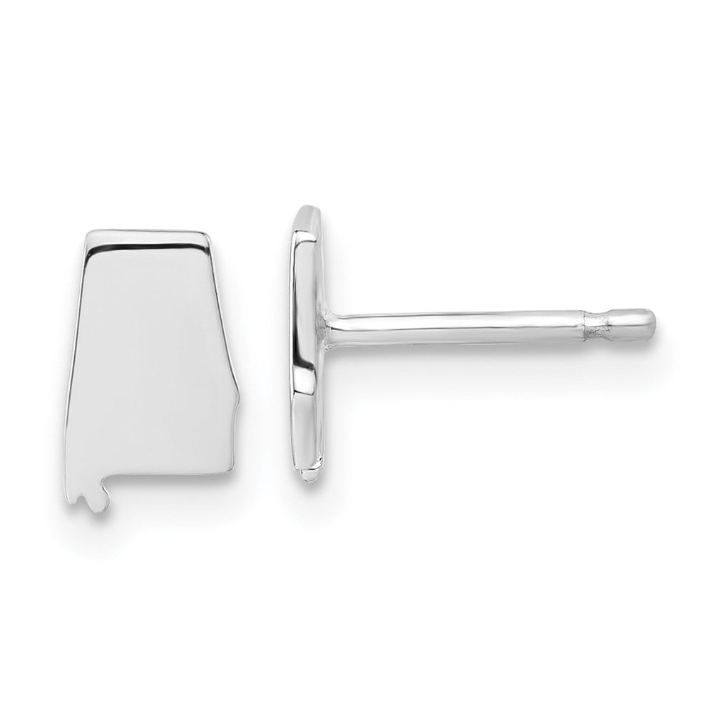 Sterling Silver/Rhodium-plated Alabama State Earrings, 8.84 x 5.51 mm