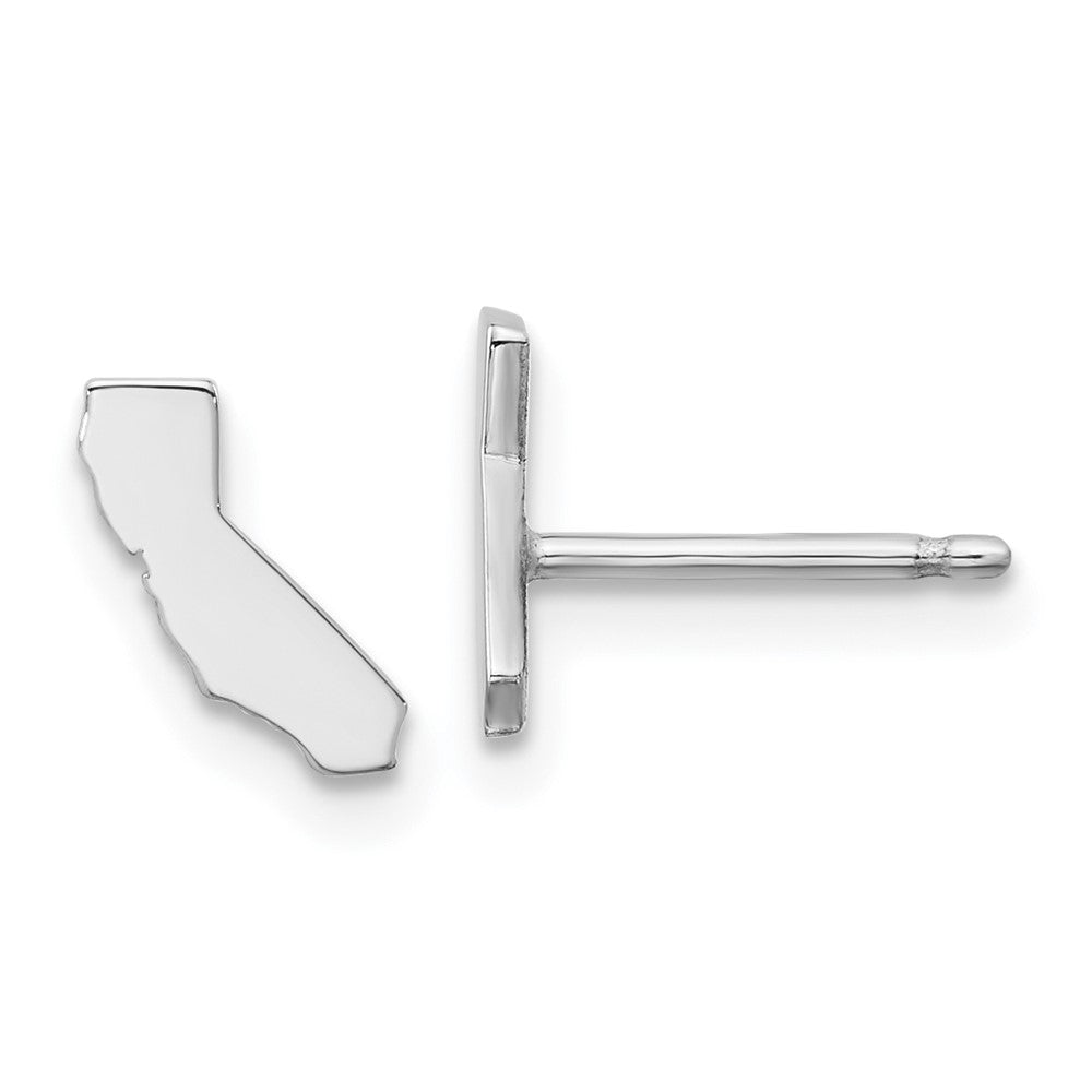 Sterling Silver/Rhodium-plated California State Earrings, 7.77 x 6.68 mm