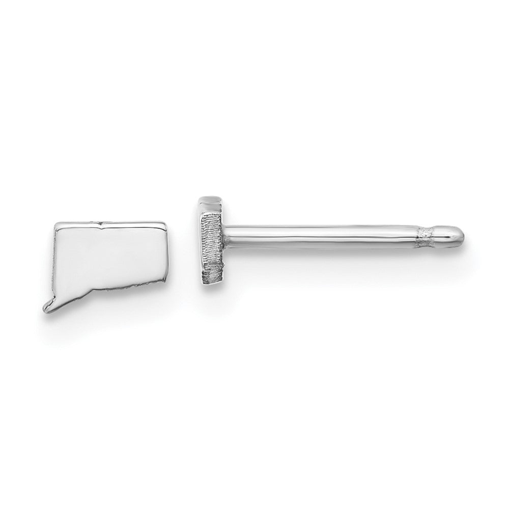 Sterling Silver/Rhodium-plated Connecticut State Earrings, 5.66 x 7.82 mm