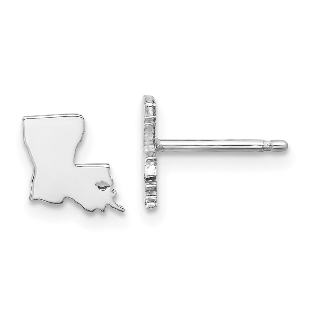 Sterling Silver/Rhodium-plated Louisiana State Earrings, 6.73 x 6.48 mm