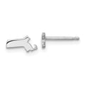 Sterling Silver/Rhodium-plated Massachusetts State Earrings, 4.52 x 8.48 mm