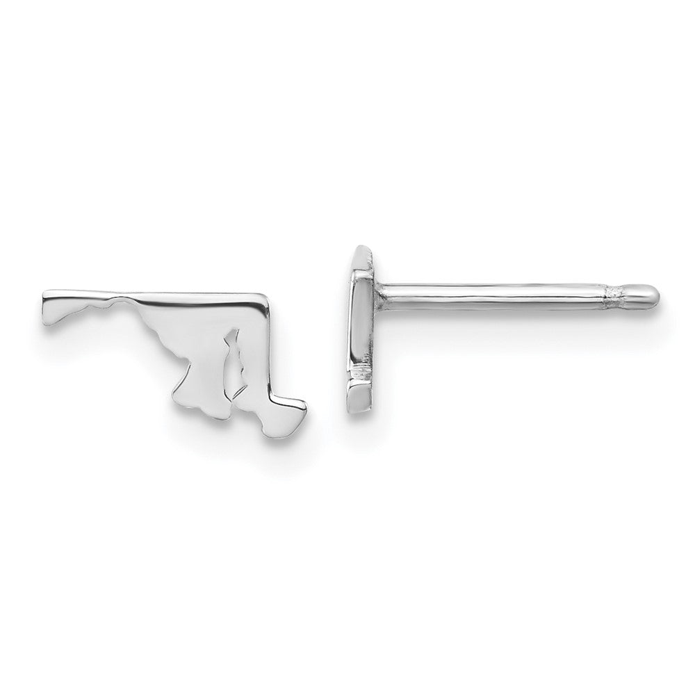 Sterling Silver/Rhodium-plated Maryland State Earrings, 4.88 x 8.97 mm