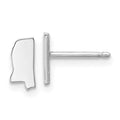 Sterling Silver/Rhodium-plated Mississippi State Earrings, 8.13 x 4.45 mm