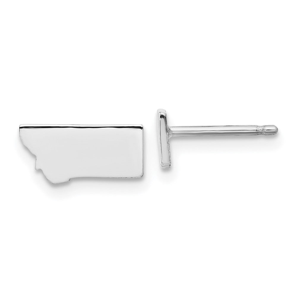 Sterling Silver/Rhodium-plated Montana State Earrings, 5.41 x 10.87 mm