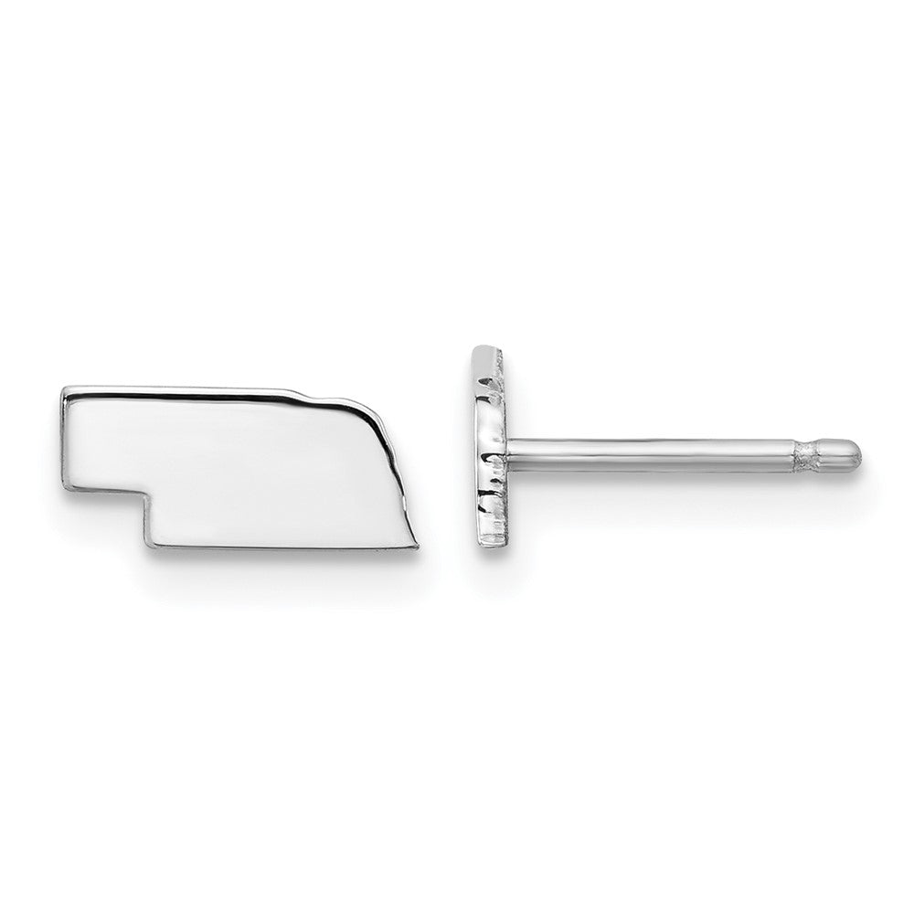 Sterling Silver/Rhodium-plated Nebraska State Earrings, 4.34 x 9.58 mm