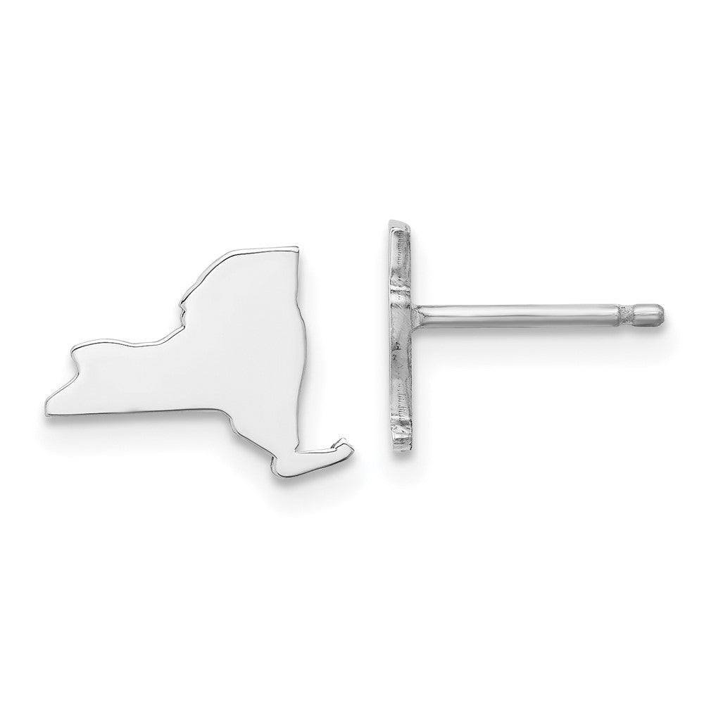 Sterling Silver/Rhodium-plated New York State Earrings, 6.93 x 9.17 mm