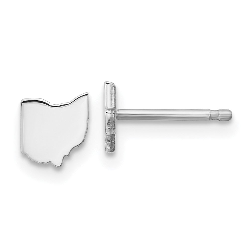 Sterling Silver/Rhodium-plated Ohio State Earrings, 6.17 x 5.49 mm