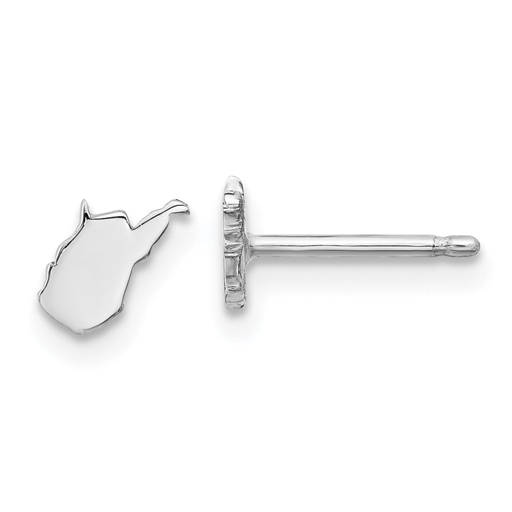 Sterling Silver/Rhodium-plated West Virginia State Earrings, 6.99 x 7.65 mm