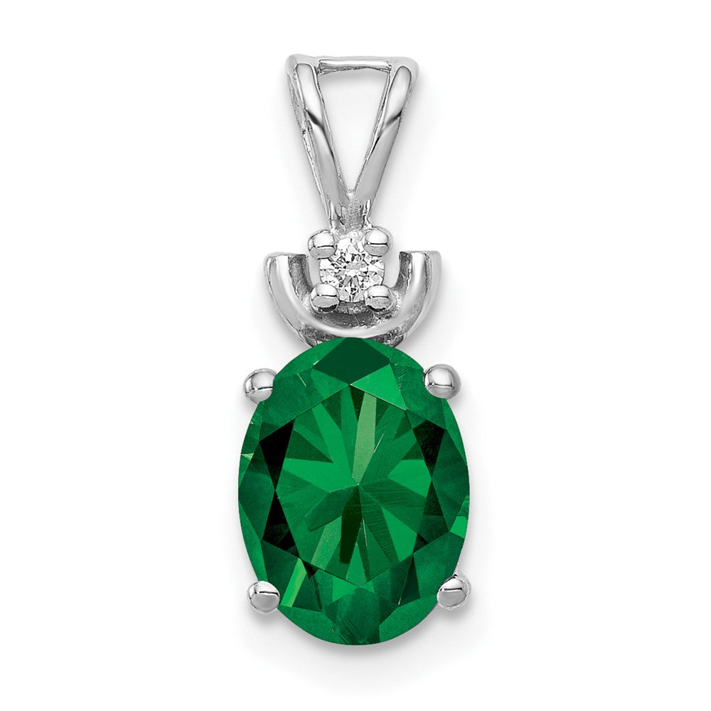 14k White Gold 8x6mm Oval Mount St. Helens and AA Diamond Pendant, 1.517 ct, 16 x 6 mm