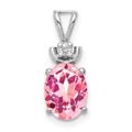 14k White Gold 8x6mm Oval Pink Tourmaline and AA Diamond Pendant, 1.217 ct, 16 x 6 mm