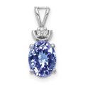 14k White Gold 8x6mm Oval Tanzanite and A Diamond Pendant, 1.367 ct, 16 x 6 mm