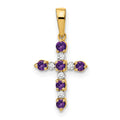 14k Amethyst and Diamond Cross Pendant, 0.278 ct, 22 x 11 mm